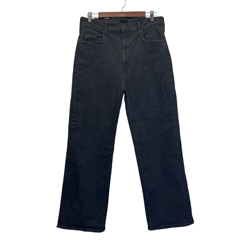 Mother The Rambler Zip Ankle Not Guilty Black Wide Leg Jeans 10297-180 Size 33